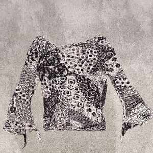 Floral Patchwork Bell Sleeve Top